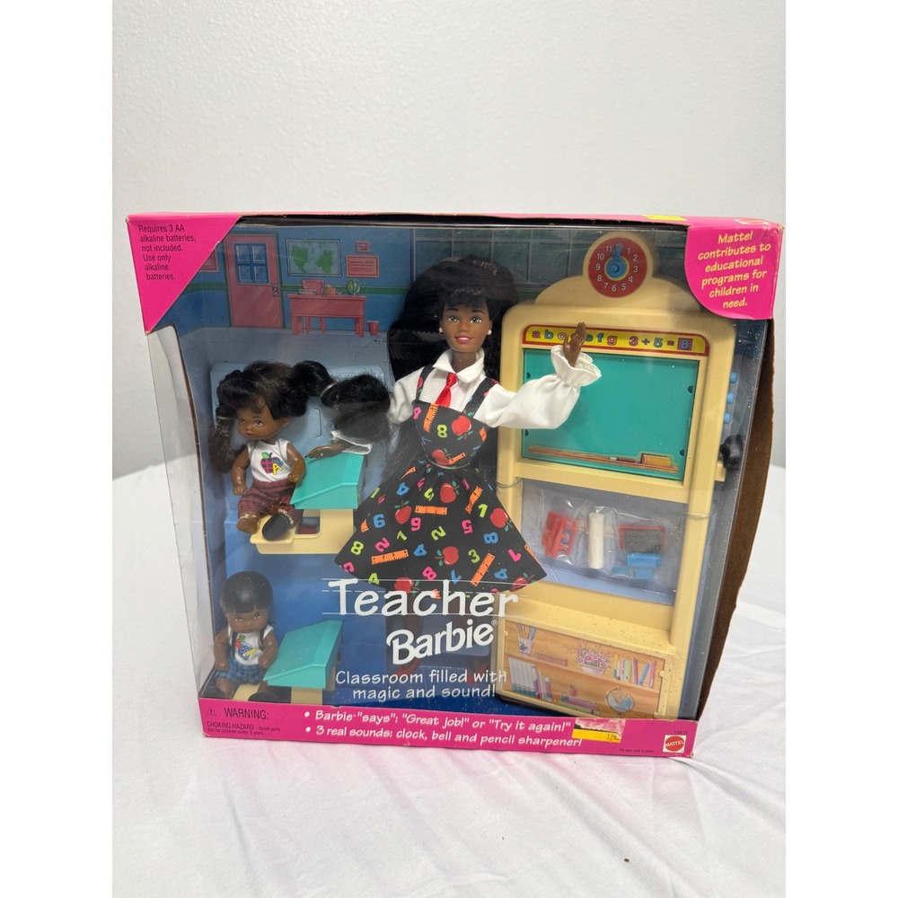 Vintage 1995 Teacher Barbie Doll Set Black Barbie 13915 Classroom Sounds